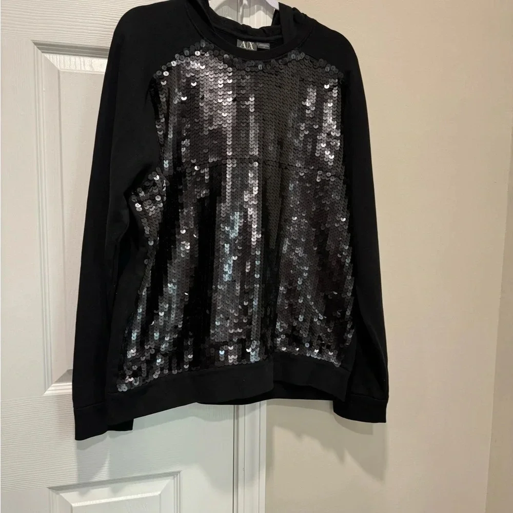 ARMANI EXCHANGE Men's Black Hoodie_Sweatshirt Sz : L